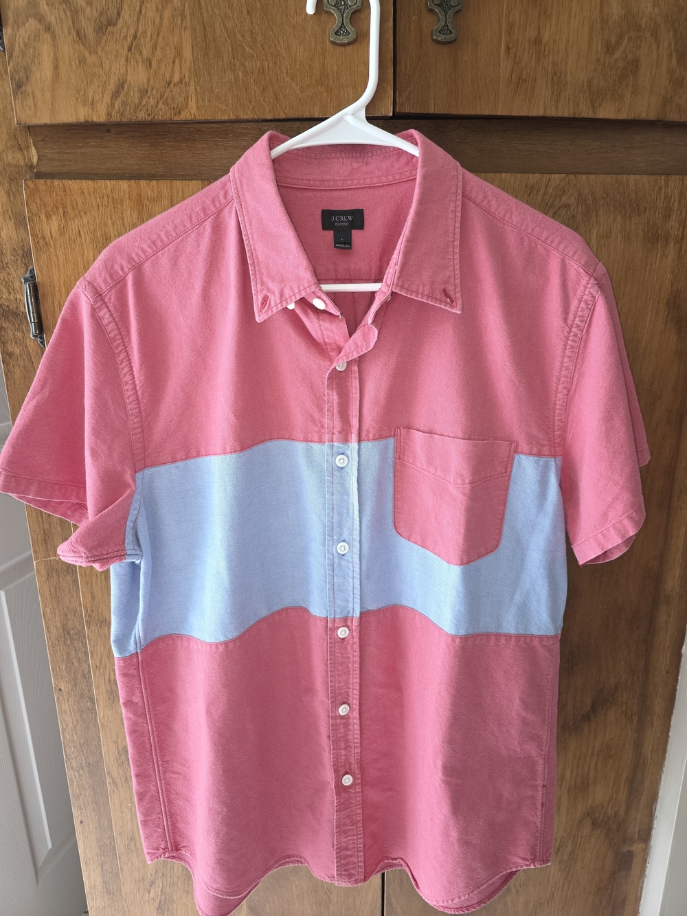 J. Crew Two-Tone Pink and Light Blue Short-Sleeve Button-Down Shirt